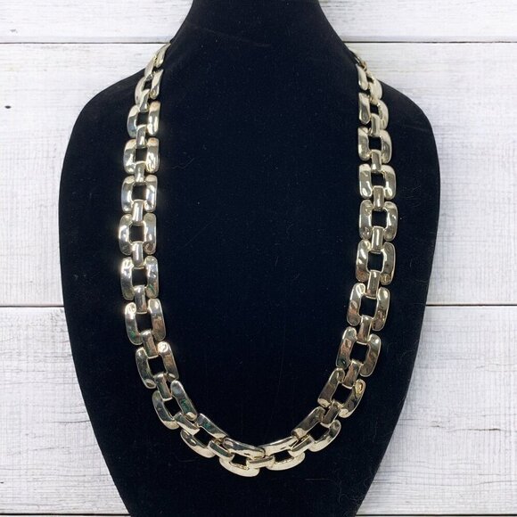 Silver Tone Chunky Square Chainlink Necklace Belt Extra Long 34" - Picture 2 of 6